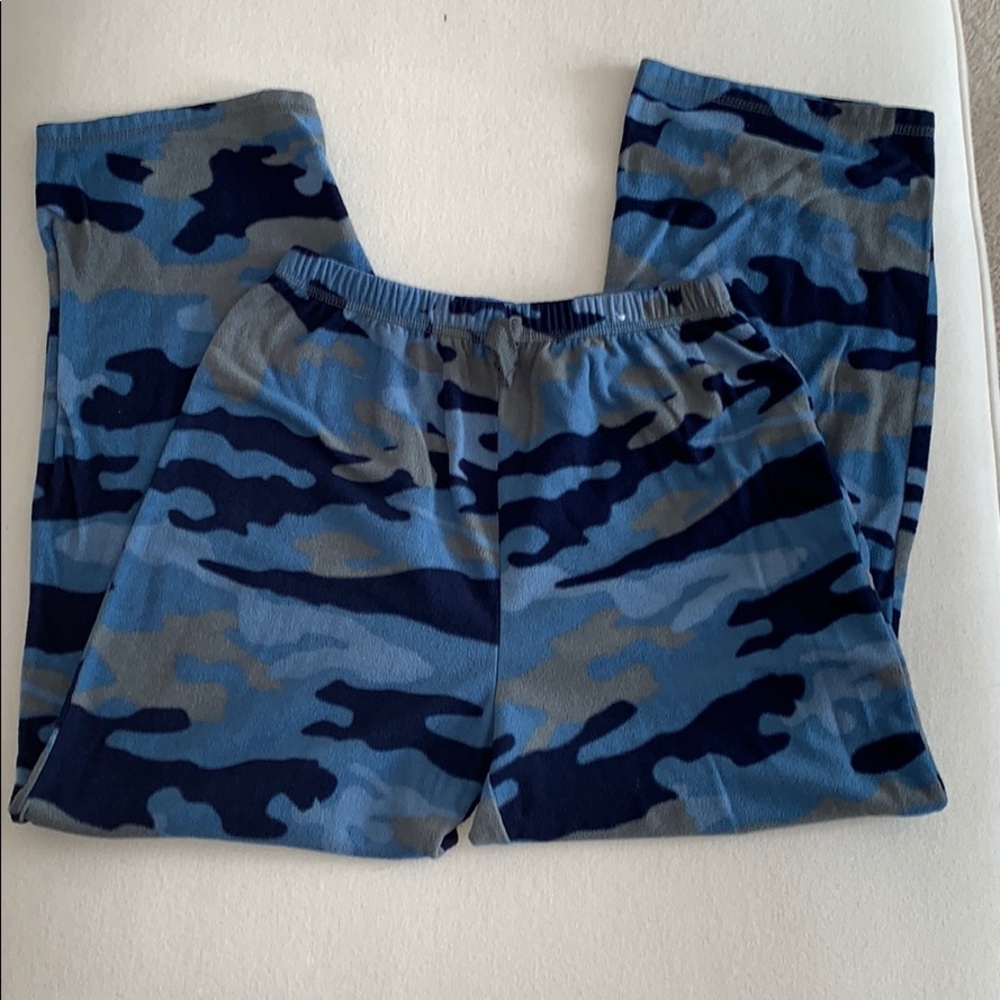 Boys fleece PJs camo blues gray
